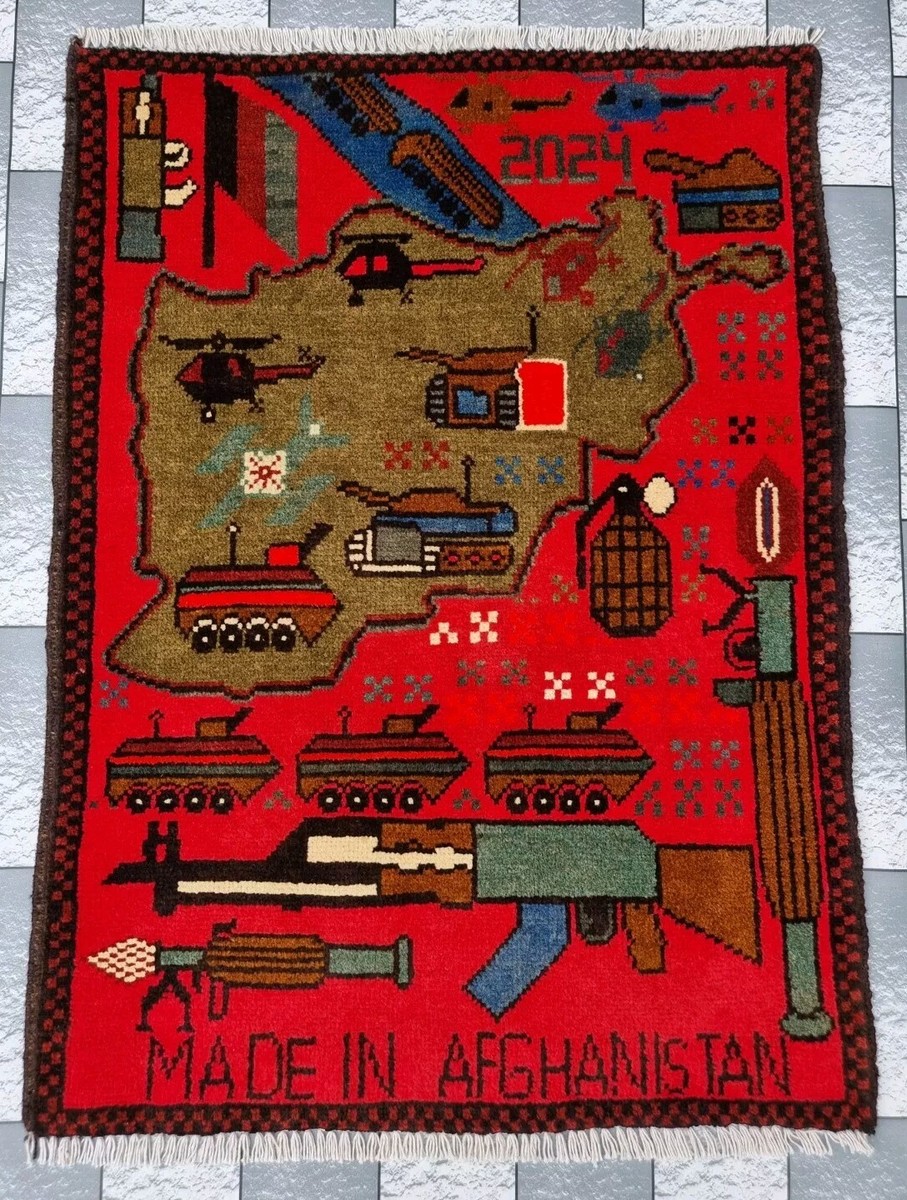 アフガニスタンヴィンテージストーリーラグ war rug 91x144cm