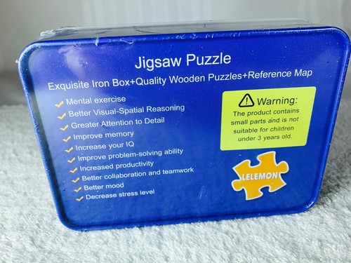 Jigsaw Puzzle Iron Box + Wooden Puzzle + Reference Map NEW IN SEALED Package - Picture 3 of 5