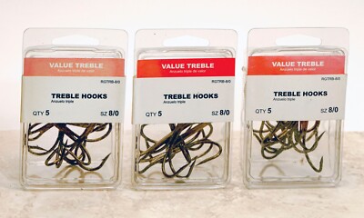 15 Wright McGill TREBLE HOOKS (SIZE 8/0)