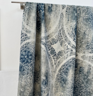 SALE % 2,90 Stück TOUCH of GLORY* blau expressiv Leinen bedruckt Chivasso by Jab