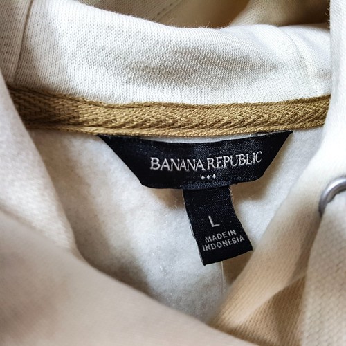 Banana Republic Hoodie Sweatshirt LARGE Cream Beige w/ Elephant Logo NEW w tag - Picture 7 of 7