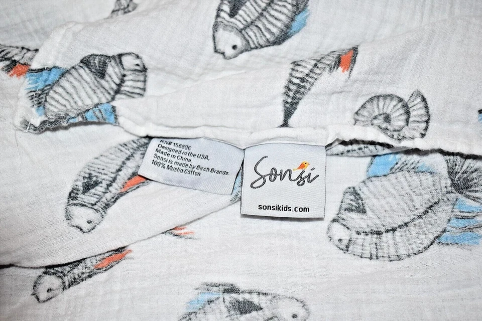 G3!WOW! Manta para cuna de bebé SONSI FISH Ocean Shells muselina envoltura recepción Foto 2 de 4