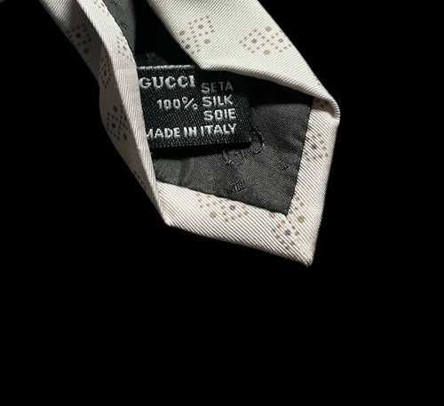Gucci Tie Patterned Silver 100% Silk Made in Italy - 第 5/6 張圖片