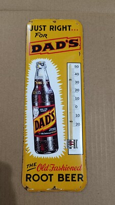 Vintage Glass Thermometer DAD'S ROOT BEER No porcelain 40'S-50'S era