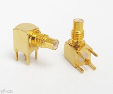 10pcs SMC Male Plug RF PCB Mount Right Angle Connector Gold Plated
