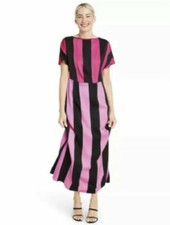 Christopher John Rogers for Target Pink Black Mixed Stripe Short Sleeve
