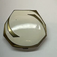 Vintage Deco Clarice Jane Elgin Powder Puff & Rouge Tulip Compact