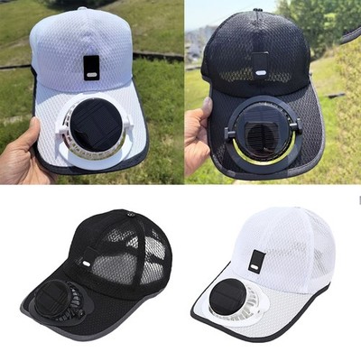 Solar Fan Hat Sun Visors Hat Summer Breathable Mesh Cap Solar USB