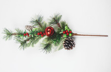 16" Red Berry Stem Artificial Pine Pick Christmas Branch Holiday Decor
