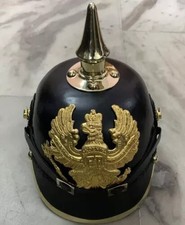 Handgefertigter deutscher Pickelhaube Preu&szlig;ischer Lederhelm Kaiserliche...