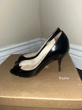 Christian Louboutin Peep Toe Black Heel Size 39/US 8.5