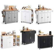 Uimoso Adjustable Kitchen Island Cart with Storage and Mobility, 31.3-42.4 in