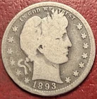 1893-S Barber Quarter. Free Shipping