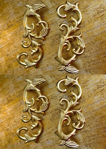 Set of 4 Vtg Ornate Gold Leaf Scroll Hollywood Regency Baroque Curtain Tie Backs