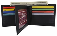 Swiss Marshall Men's RFID Blocking Leather Bifold Multi-Card Compact Center...