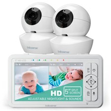 5" HD Split-Screen Baby Monitor, Video Baby Monitor with 2 Cameras and Audio,...