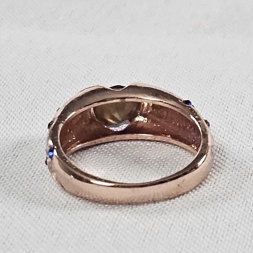 925 Sterling Silver Ring w/ Sapphire & Diamond Looking Stones 3.91gr Sz 7 READ⬇ - Picture 6 of 9