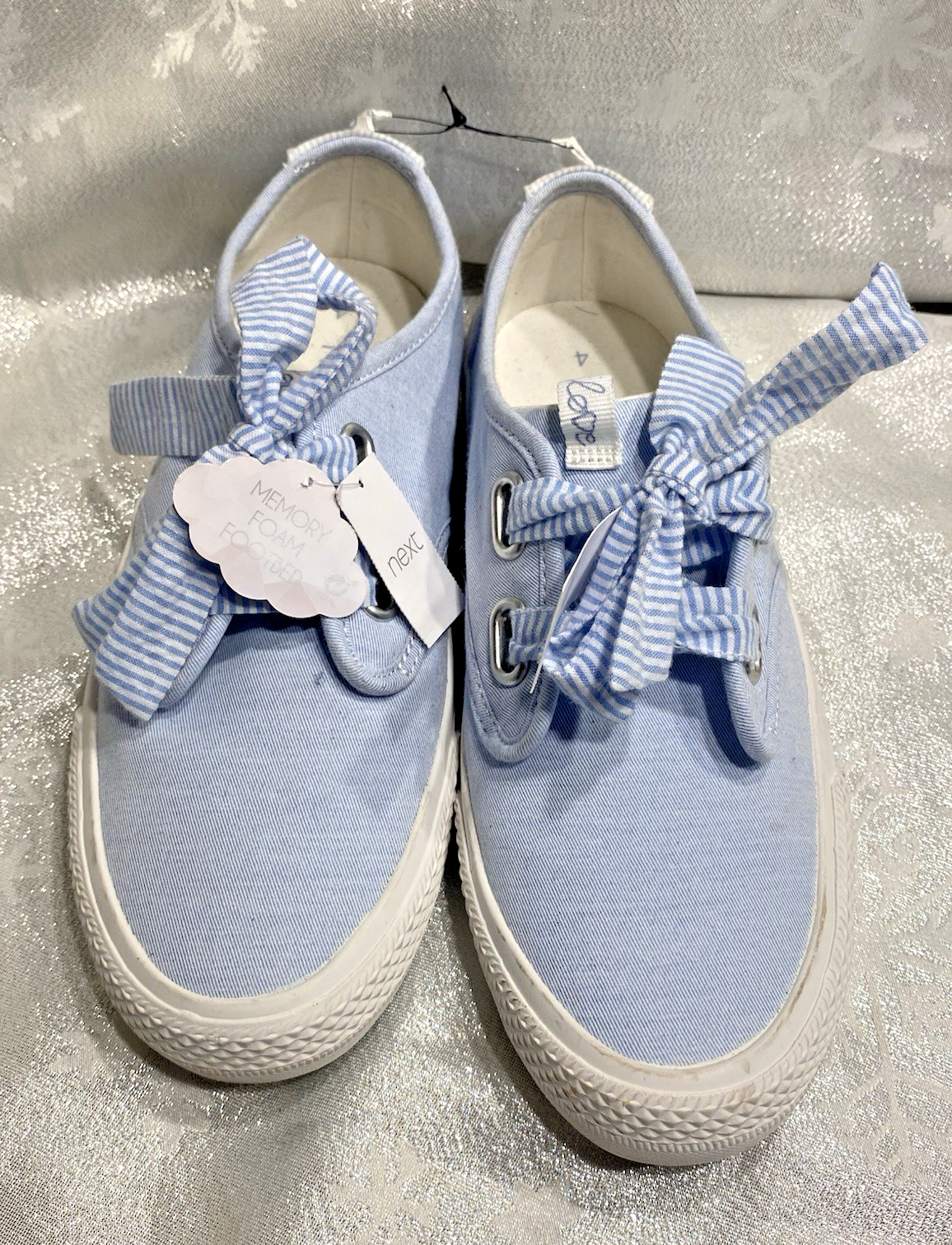 SAOLA NEXT Memory Foam suola grossa décolleté sneakers flatform UK4 EU37 blu pallido nuove con etichette