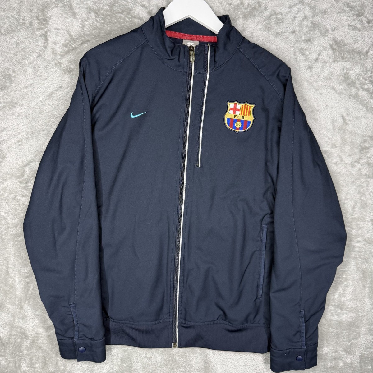 Vtg Nike FC Barcelona Track Jacket Mens Medium Soccer Football Zip