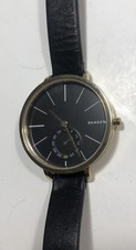 Skagen SKW2354 Hagen Women's Black Leather Dial Analog Gold Quartz Watch READ
