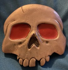 Vintage Metal Belt Buckle Skull biker punk EUC