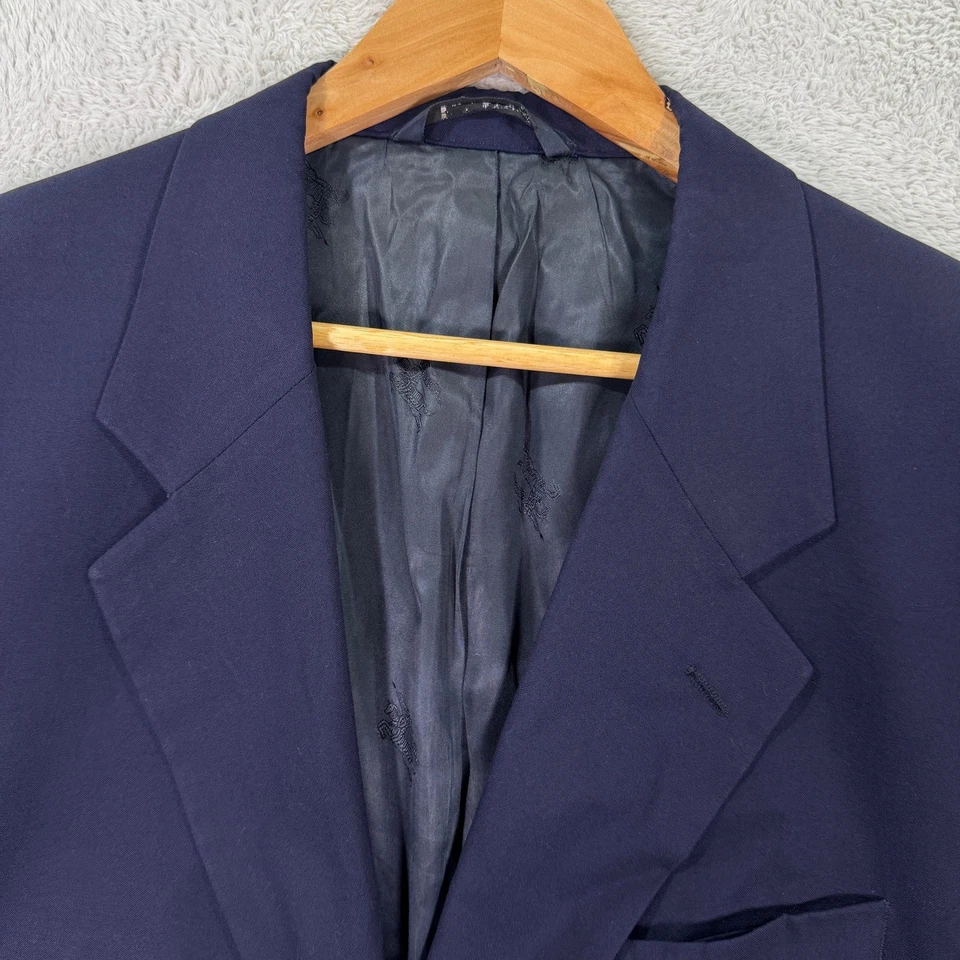 Blazer DE COLECCIÓN Burberrys Para Hombres 44S Azul Marino S100s Lana Dorado Botones Metal Usado en Excelente Condición Foto 2 de 4