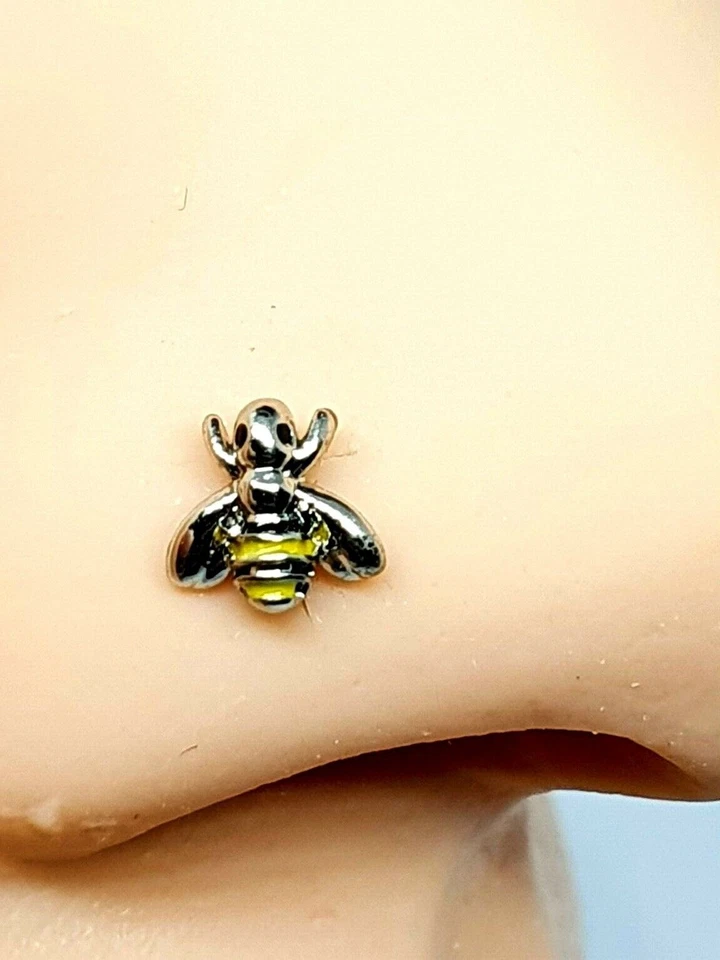 Ape Naso Stud Insetto Argento Nero 20g (0.8mm) Chirurgico Acciaio... - Immagine 4 di 4