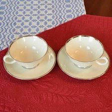 2 Sets Cup & Saucer Montclair Pattern by Lenox Platinum Trim Made in USA B501