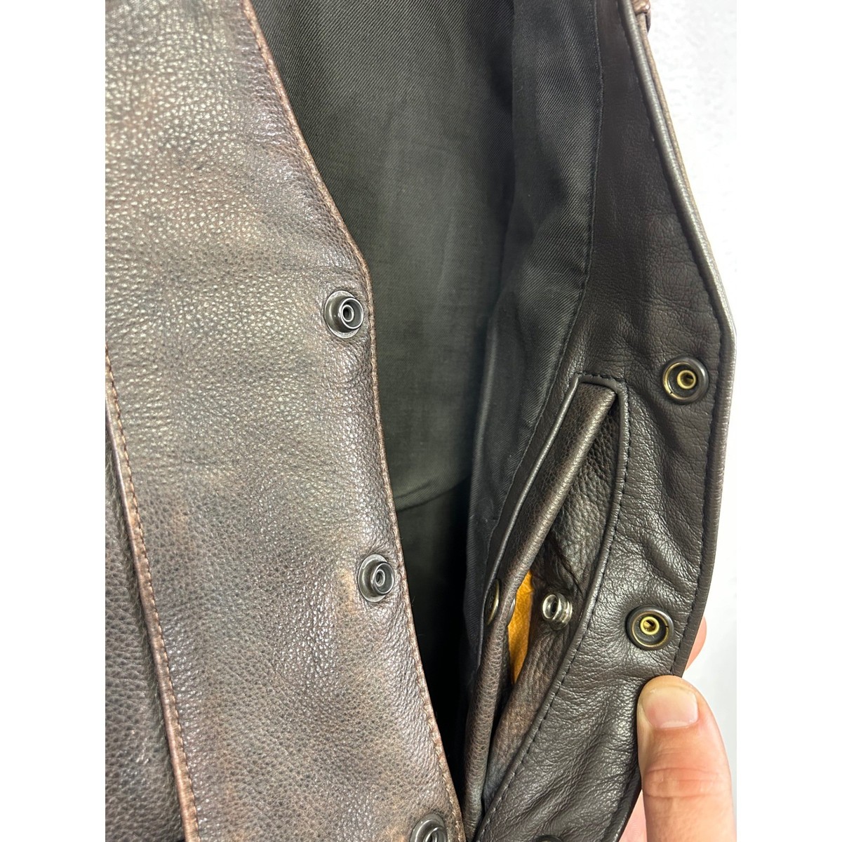 Western Biker Fox Creek Leather Men 40 Brown Snap Front Motorcycle Vest USA Made View 5