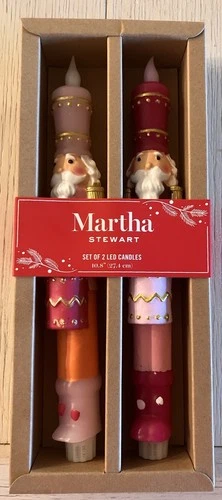 Martha Stewart Nutcracker LED Taper Candles Real Wax Pastel Pink Purple Set of 2 image 5