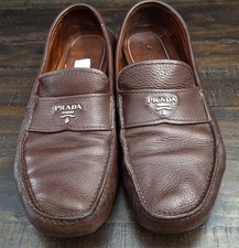 Prada Milano Men's Luxury Brown Leather Loafers Size 10 Read 