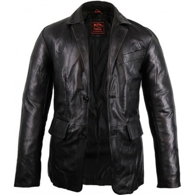 Herren Leder Blazer aus echtem Lamm Nappaleder 70´s Leder Sakko Lederjacke Slim