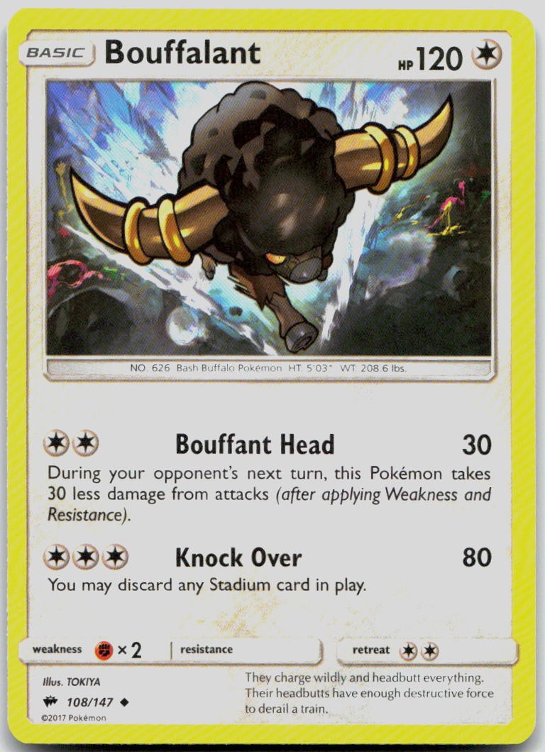 Bouffalant 108/147 Uncommon Burning Shadows Pokemon NM/M