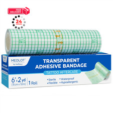 LotFancy Tattoo Aftercare Bandage, 6  x 2yd Roll, 6in x 2 Yards, Transparent