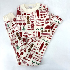 Hanna Andersson Kids Christmas Pajamas Set Cookie Baking Shirt  Pants Size 8