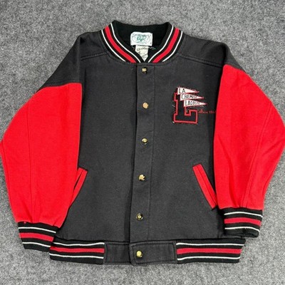 La Chemise Lacoste Varsity Jacket Size 7 Kids Black Red 1933 Retro