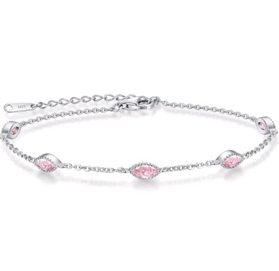 CDE Birthstone Link Evil Eye Bracelet for Women 925 Sterling Silver Charm Oct.
