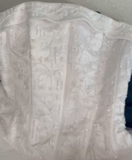 White Strapless Organza Ball Gown Wedding Dress with Beading, Embroidery & Tiara