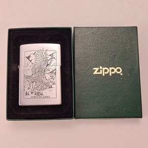 Zippo American Eagle Used Lighter with Box Silver Tone, Needs Fluid