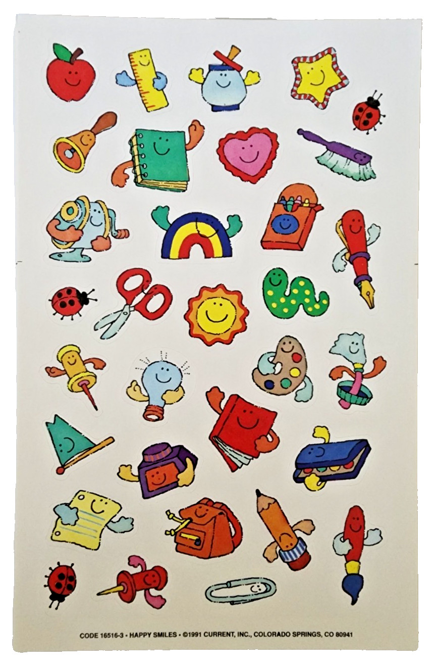 Vintage 1991 Currents Sticker Sheets - Happy Smiles - 16516-3