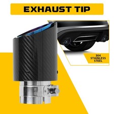 Fit 2.5 Id - 3.5od Carbon Fiber Burnt Exhaust Tail Pipe Tip Stainless Clamp-on