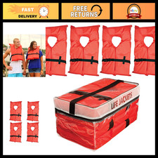 Clear Storage Bag with 4 Type II Life Jackets for Adults - Orange Safety Gear