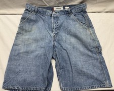 Vintage Levis Jean Shorts Mens 36 - Baggy Denim Carpenter Jorts - Light Stains