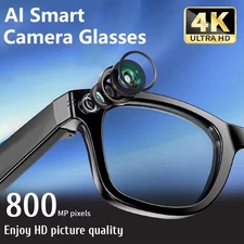 4K AI Smart Photochromic Glasses Multifunction Camera Bluetooth Call Voice 