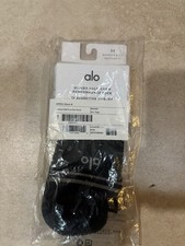 Alo Yoga Unisex Half-Crew Throwback Socks Black Grey Logo Athletic Sock NEW