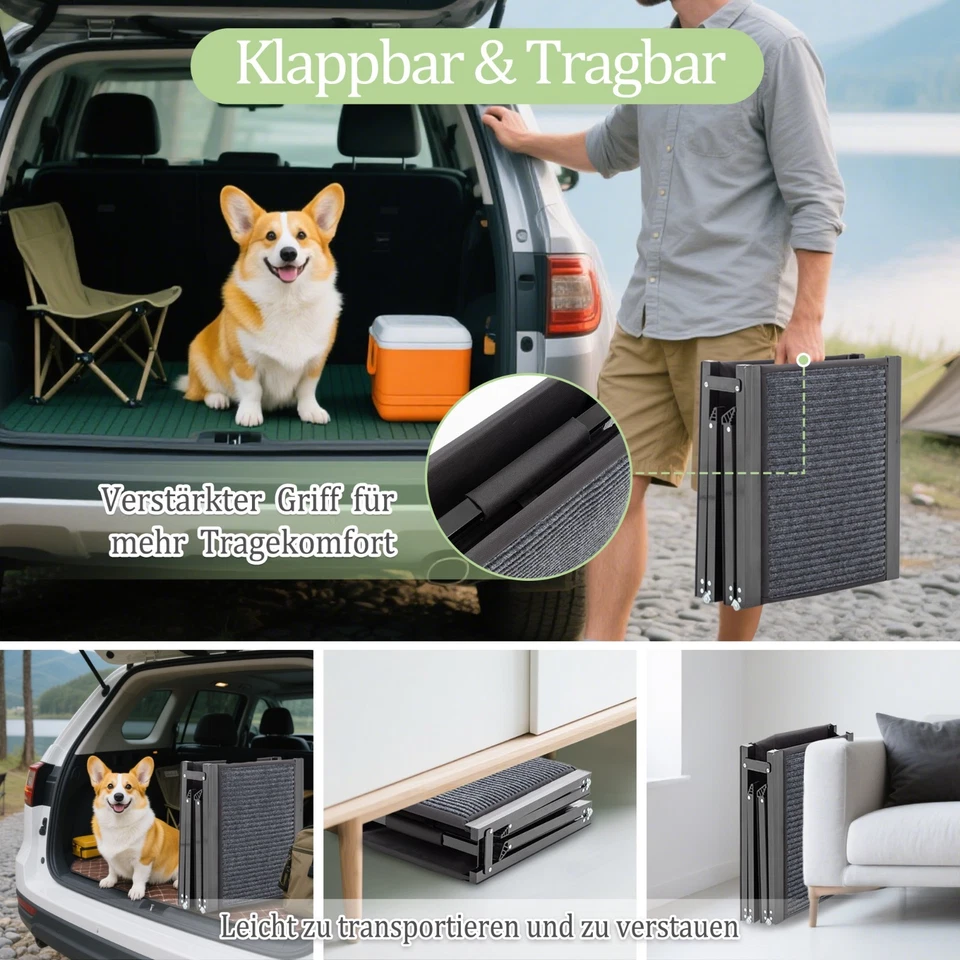 Klappbare Hunderampe Auto Hundetreppe 158cm|170cm|180cm Einstiegshilfe Alu 110kg - Bild 3 von 4
