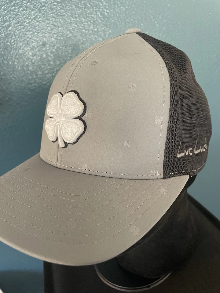 Black Clover Hat Live Lucky Snapback Grey/Black Flexfit 110 Vented Golf Hat - Image 3 of 4
