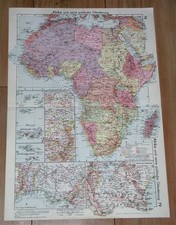 1937 VINTAGE MAP OF AFRICA COLONIES TANGANYIKA EGYPT ITALIAN ABYSSINIA ETHIOPIA