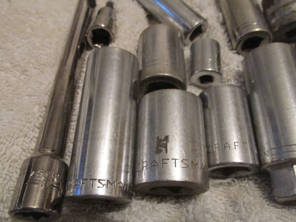 Lot of Vintage ALL Craftsman SAE Deep swivel Sockets - 1/4" 3/8" & 1/2" Drive - Image 4 of 4