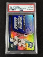2022 Panini Certified Potential Signatures Jaylen Waddle Mirror Blue /15 (AU)